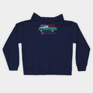 Green farm truck Kids Hoodie